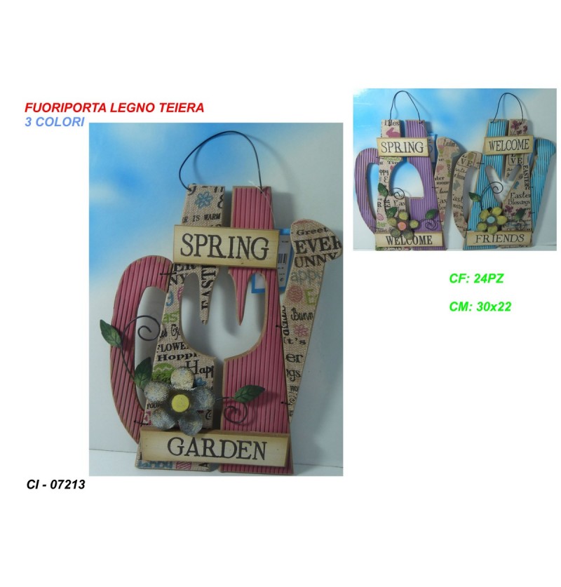 fuoriporta-legno-teiera-welcome-c/-fiore