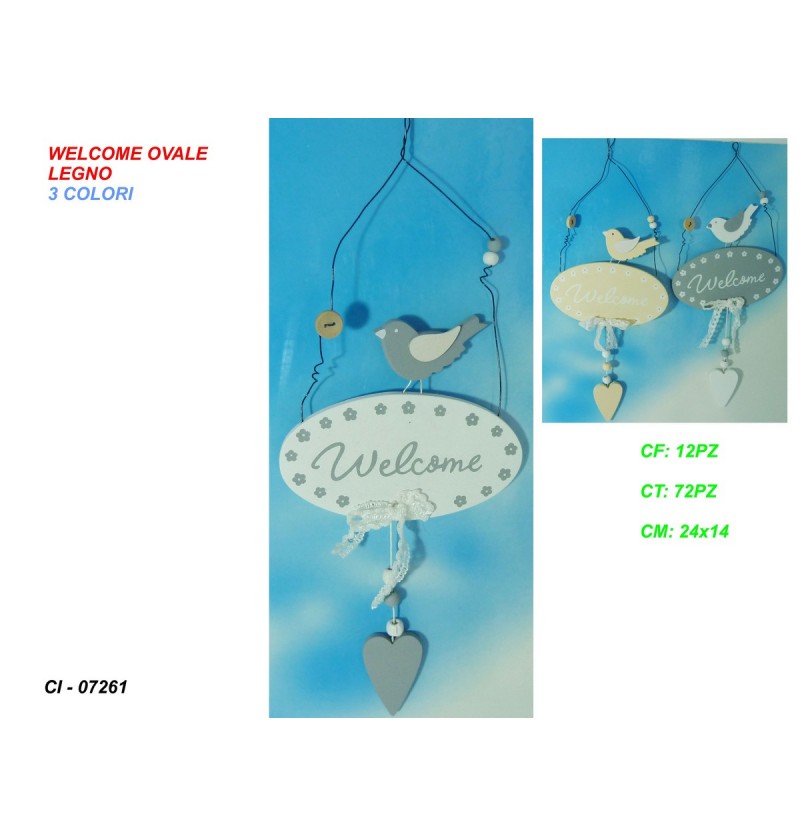 welcome-ovale-legno-c/-uccellino-e-cuore