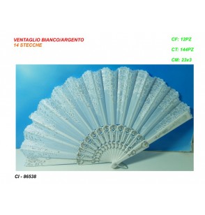 ventaglio-bianco/argento-14-stecche